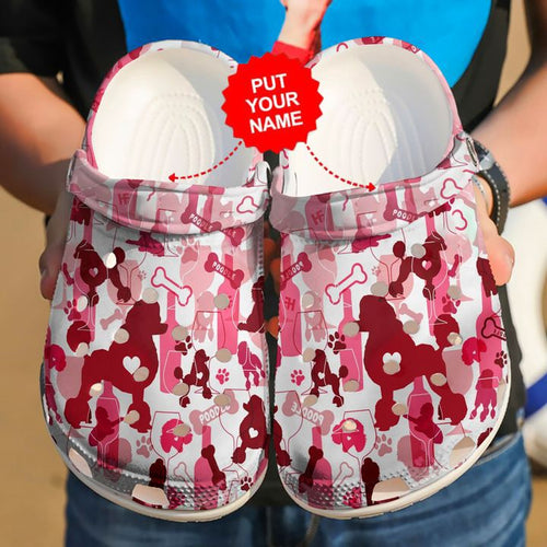 Dog - Poodle Wine Custom Shoes Personalized Clogs