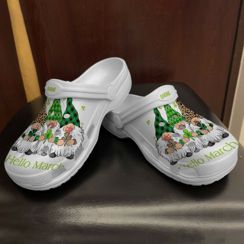 Gnome Hello March Happy St PatrickS Day , Comfy Footwear Personalized Clogs