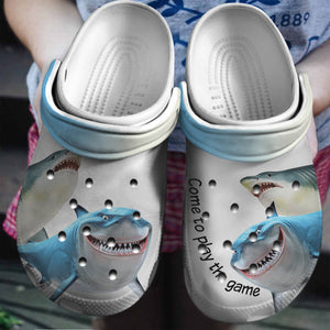 Shark Come To Play The Game Custom Shoes Birthday Gift - Ocean Halloween Shoes Gift - Cr-Drn032 Personalized Clogs