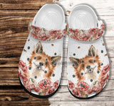 Fox Flower Vintage Croc Shoes For Grandma- Fox Lover Shoes Croc Women- Cr-Ne0288 Personalized Clogs