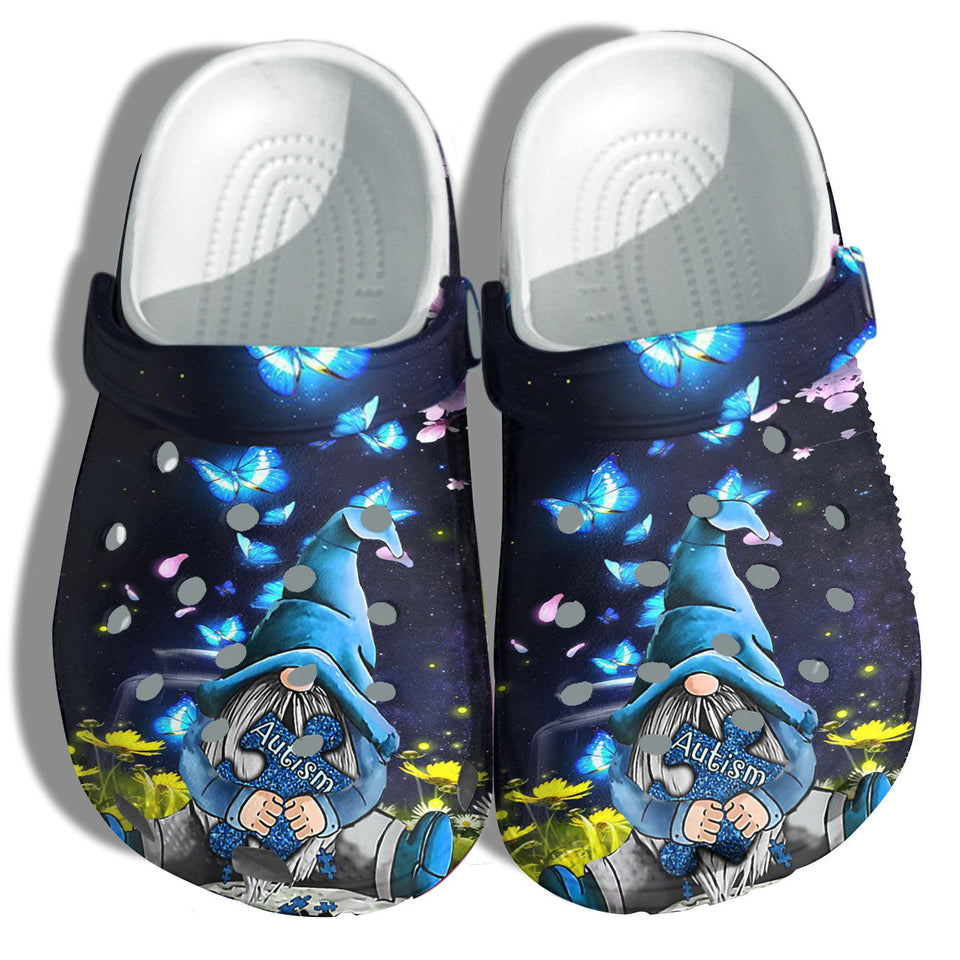 Butterfly Blue Gnomies Hug Autism Puzzel Shoes - Wear Blue April Autism Shoes Croc Gifts For Wife Daughter - Cr-Ne0012 Personalized Clogs