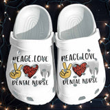 Dental Nurse Shoes Mothers Day Gifts Women Peace Love Nurse Shoes Gifts Daughter Personalized Clogs