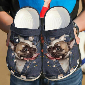 Boston Terrier In Pocket Fashion Gift For Lover Rubber , Comfy Footwear Personalized Clogs