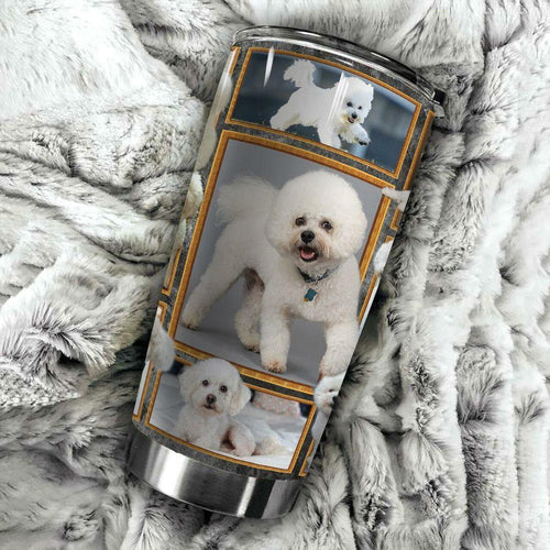Tumbler Bichon Frise Hn Ndk060795 Custom Personalized Stainless Steel Tumbler Customize Name, Text, Number - Love Mine Gifts