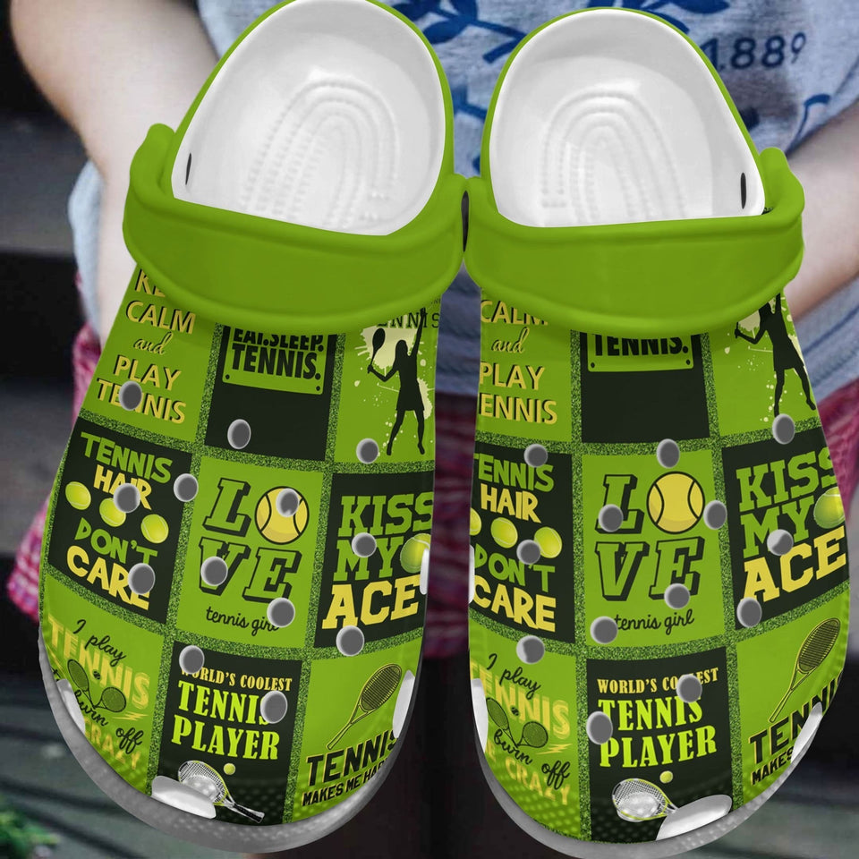 Tennis Kiss My Ace Gift For Fan Classic Water Rubber Comfy Footwear Personalized Clogs