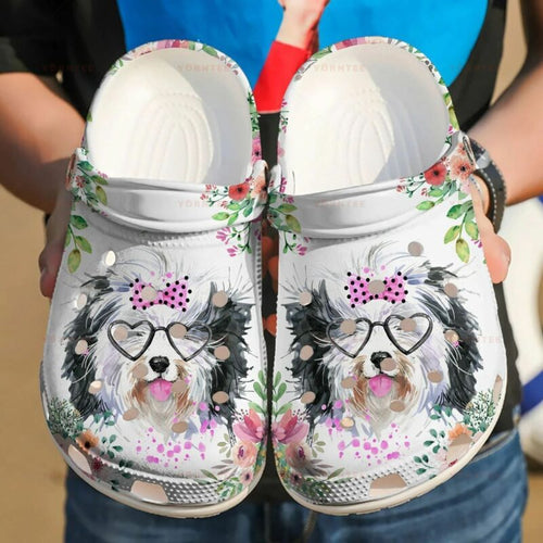 Cute Border Collie Tropical Flower 5 Gift For Lover Rubber , Comfy Footwear Personalized Clogs