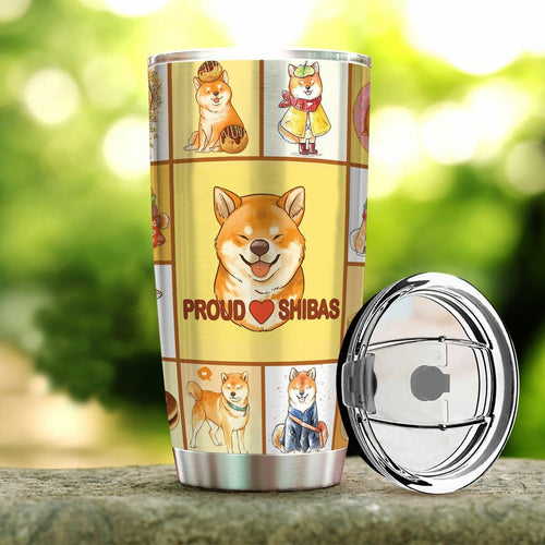 Tumbler Dog Shiba Inu A12003016F.Shiba Inu 2 Personalized Stainless Steel Tumbler Customize Name, Text, Number A70018 - Love Mine Gifts