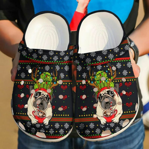 Pug Christmas Coffee 102 Gift For Lover Rubber , Comfy Footwear Personalized Clogs