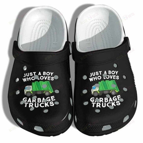 Clog Garbage Trucks Just A Boy Who Loves Garbage Truck Classic Personalized Clogs - Love Mine Gifts