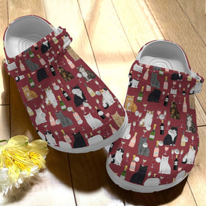 Cat Whitesole Cat And Wine 2 Personalized Clogs
