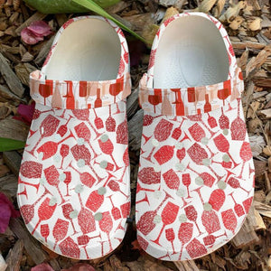 Wine Red Pattern Bling Bling 102 Gift For Lover Rubber Comfy Footwear Personalized Clogs