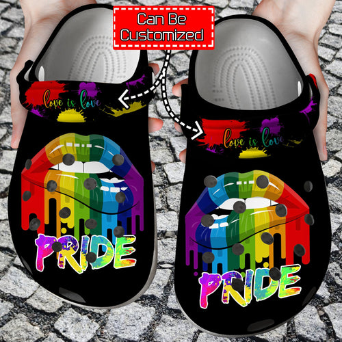 Lgbt - Pride Lips Love Is Lgbt Rainbow Shoes Personalized Clogs