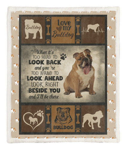 When It's Too Hard To Look Back English Bulldog Dog Fleece Blanket | Adult 60x80 inch | Youth 45x60 inch | Colorful | BK1009