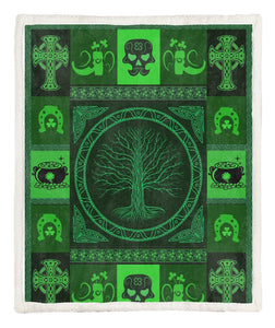 Tree Of Life Irish Cross Irish Symbol Fleece Blanket | Adult 60x80 inch | Youth 45x60 inch | Colorful | BK1006