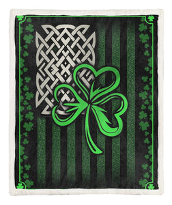 USA Flag Irish Shamrock Fleece Blanket | Adult 60x80 inch | Youth 45x60 inch | Colorful | BK1885