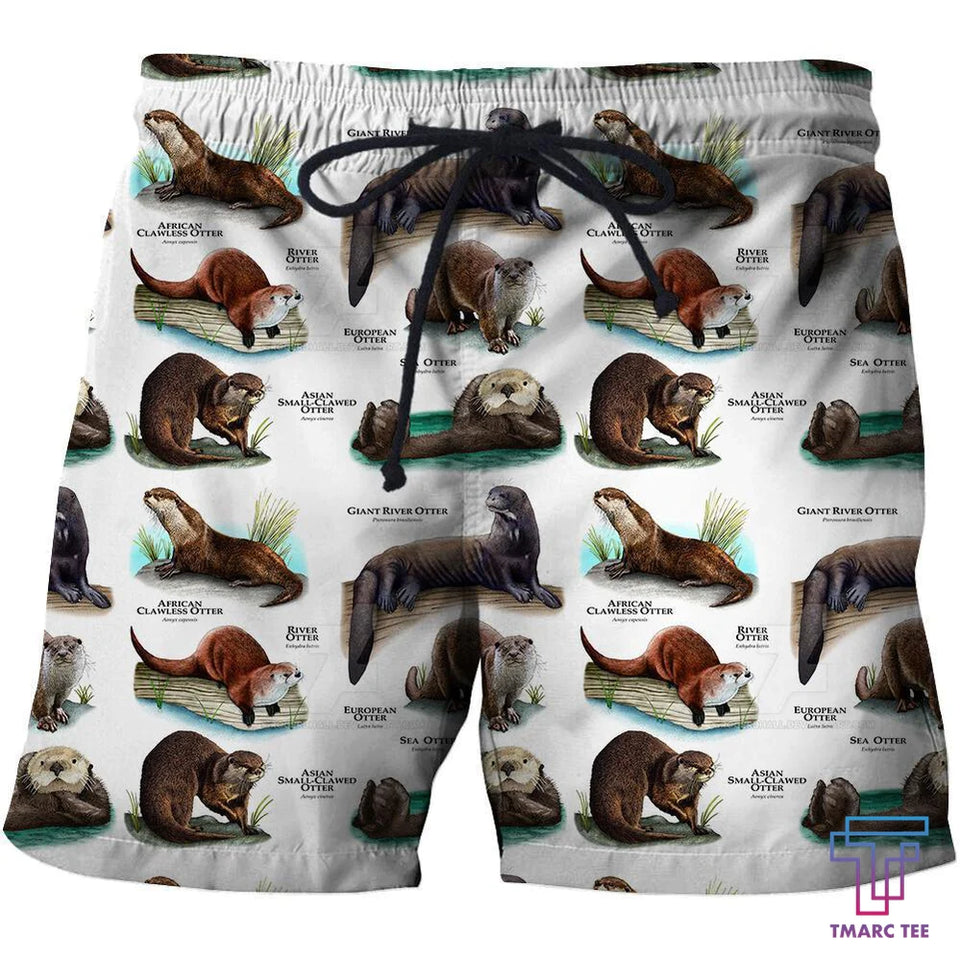 Apparel Otters Of The World Shirts And Shorts 3D All Over Printed Custom Text Name - Love Mine Gifts