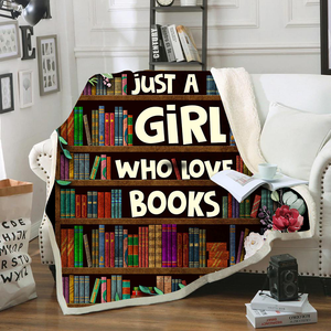 Just A Girl Who Loves Books Fleece Blanket | Adult 60x80 inch | Youth 45x60 inch | Colorful | BK11041