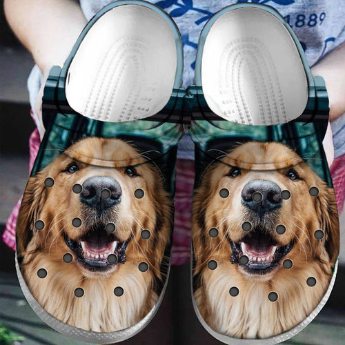 Clog Golden Retriever Personalize Clog, Custom Name Text On Sandal Fashion Style For Women, Men, Kid - Love Mine Gifts