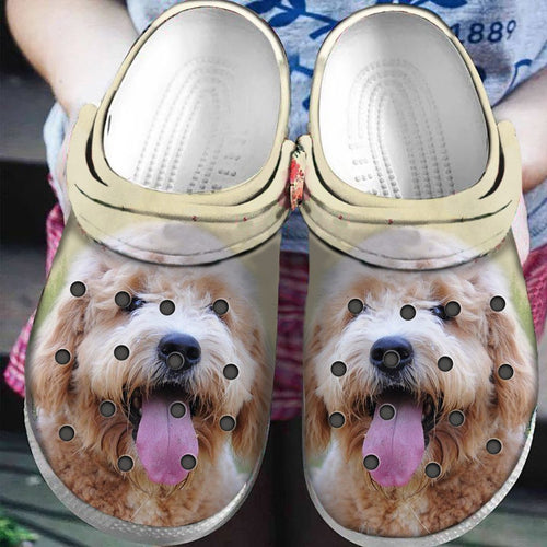 Clog Goldendoodle Personalize Clog, Custom Name Text On Sandal Fashion Style For Women, Men, Kid - Love Mine Gifts