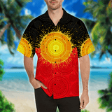 Apparel Aboriginal Flag Indigenous Sun Painting Art Shirts 3D All Over Printed Custom Text Name - Love Mine Gifts