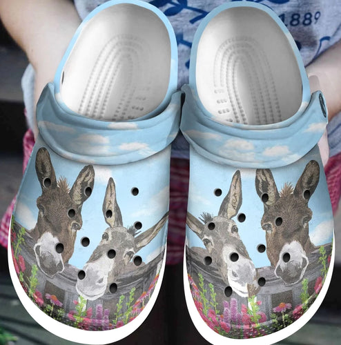 Clog Donkey Personalized Clog, Custom Name, Text, Color, Number Fashion Style For Women, Men, Kid, Print 3D Lovely Donkeys - Love Mine Gifts