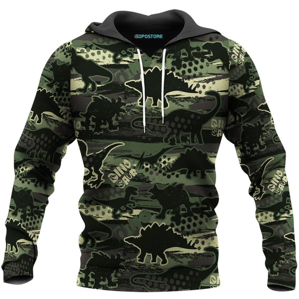 3D Clothing Dinosaur Camo 3D All Over Printed Shirts Custom Personalized Text Name Hoodie, Short, Sweater - Love Mine Gifts