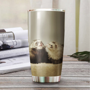 Tumbler Beautiful Ferrets Stainless Steel Tumbler Customize Name, Text, Number, Image Travel Coffee Mug - Love Mine Gifts