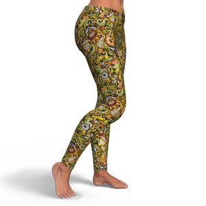 Legging Honey Bee Psychedelic Gifts Pattern Print Pattern Women Leggings Sport, Yoga, Gym, Fitness, Running - Love Mine Gifts