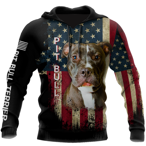  Pit Bull Terrier American Flag D All Over Print Hoodie
