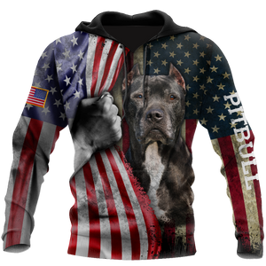 Premium Pit Bull Terrier American Flag Unisex Shirts
