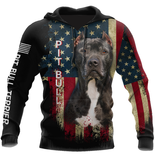  Pit Bull Terrier American Flag D All Over Print Hoodie