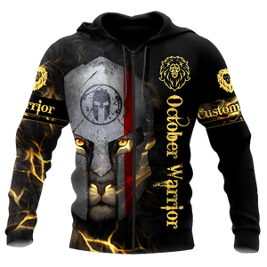 Apparel October Spartan Lion Warrior 3D All Over Printed Unisex Shirts 3D All Over Printed Custom Text Name - Love Mine Gifts
