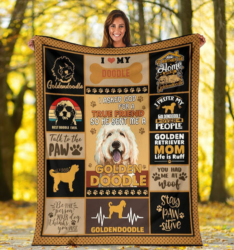 Fleece Blanket I Asked God For A True Friend Goldendoodle Customize Design, Personalized Fleece Blanket Print 3D - Love Mine Gifts
