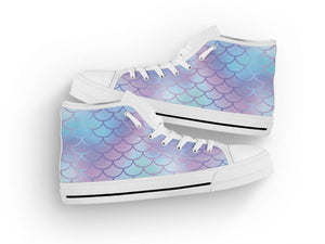 Mermaid High Top Shoes For Women, Shoes For Men Custom Shoes White