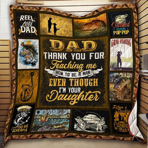 Fishing Dad Thank You For Teaching Me How To Be A Man Even I‰ۢÌÛ_m Your Daughter Fleece Blanket | Adult 60x80 inch | Youth 45x60 inch | Colorful | BK4035