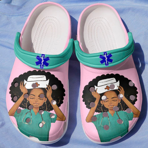 Clog Black Nurse Magic Proud Of Nurse Outdoor Girl Mother Daughter Sister Friend Clog Personalize Name, Text - Love Mine Gifts