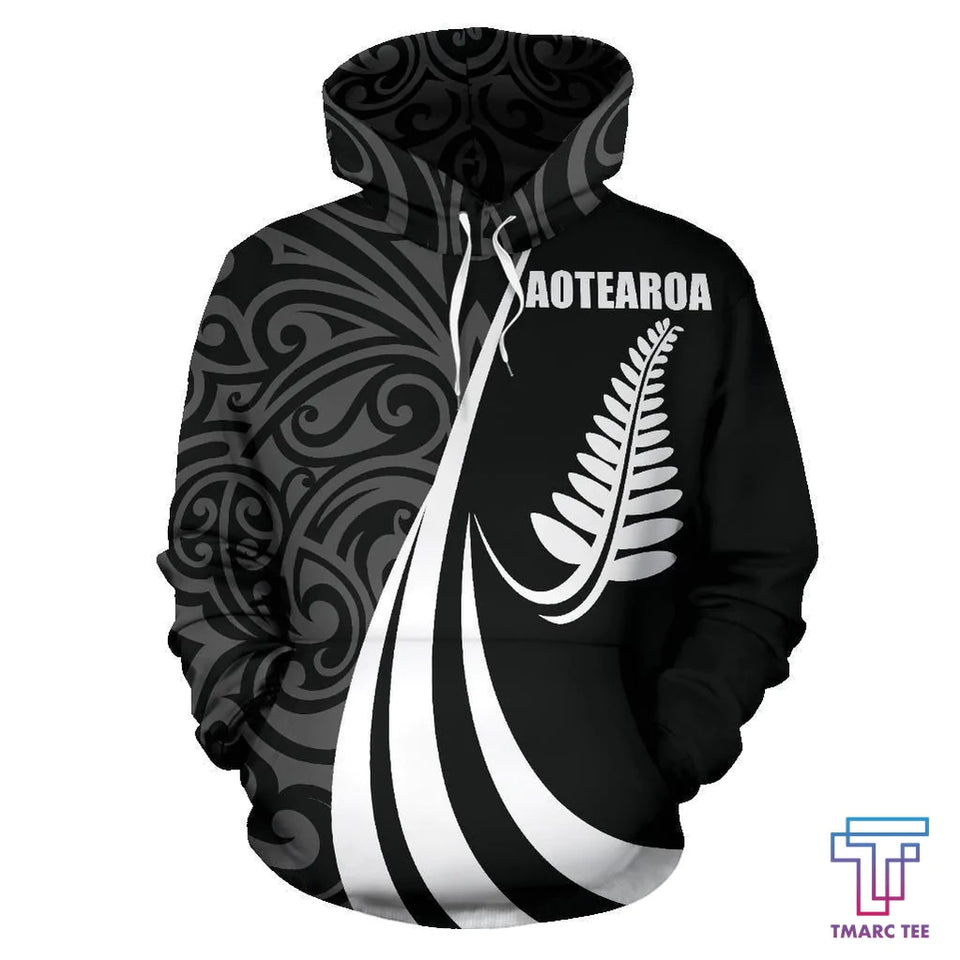 Apparel New Zealand Maori Silver Fern Hoodie White Pl 3D All Over Printed Custom Text Name - Love Mine Gifts