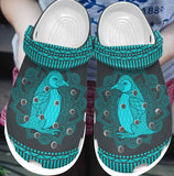 Clog Penguin Personalized Clog, Custom Name, Text, Color, Number Fashion Style For Women, Men, Kid, Print 3D Aqua-Colored Penguin - Love Mine Gifts