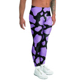 Legging Purple And Black Cow Print Men's Leggings Sport, Yoga, Gym, Fitness, Running - Love Mine Gifts