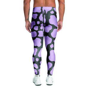Legging Purple And Black Cow Print Men's Leggings Sport, Yoga, Gym, Fitness, Running - Love Mine Gifts