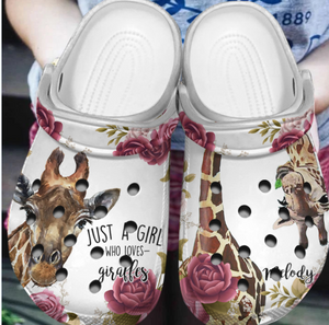 Clog Giraffe Personalized Clog, Custom Name, Text, Color, Number Fashion Style For Women, Men, Kid, Print 3D Cute Floral Giraffe - Love Mine Gifts