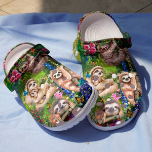Clog Mama And Baby Sloth Lovely Sloths Clog Personalize Name, Text Son Daughter - Love Mine Gifts