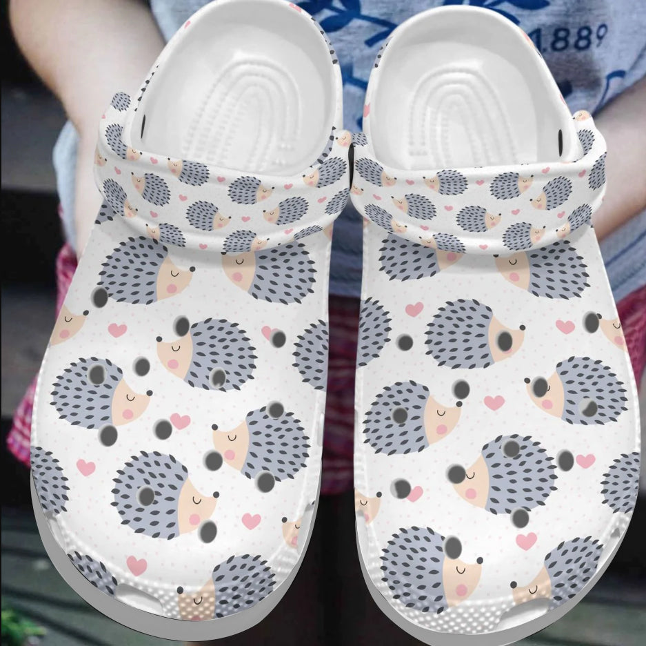 Clog Hedgehog Personalized Clog, Custom Name, Text, Color, Number Fashion Style For Women, Men, Kid, Print 3D Hedgehog Pattern - Love Mine Gifts