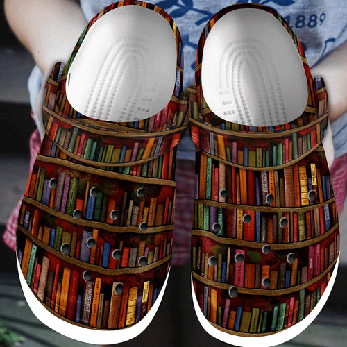 Clog Reading Personalized Clog, Custom Name, Text, Color, Number Fashion Style For Women, Men, Kid, Print 3D Library Books - Love Mine Gifts