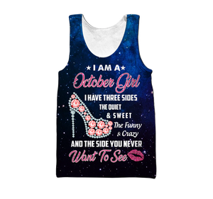 Apparel October Girl I Have Sides D All Over Print Shirts Dqb 3D All Over Printed Custom Text Name - Love Mine Gifts