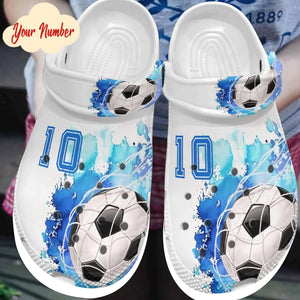 Clog Soccer Personalized Clog, Custom Name, Text, Color, Number Fashion Style For Women, Men, Kid, Print 3D Soccer Lover - Love Mine Gifts