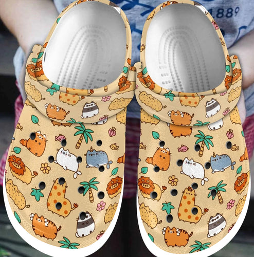 Clog Cat Personalized Clog, Custom Name, Text, Color, Number Fashion Style For Women, Men, Kid, Print 3D Pusheen Cat - Love Mine Gifts