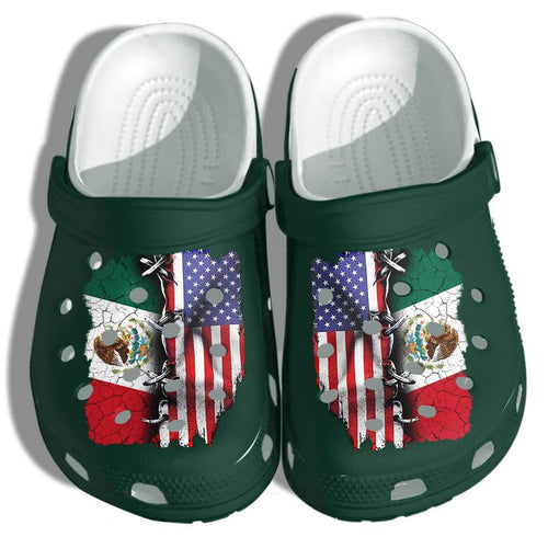 Clog Mexico America Flag Outdoor Mexican Us Clog Personalize Name, Text - Love Mine Gifts