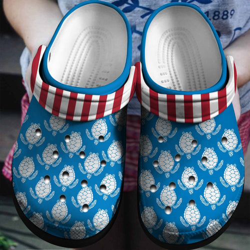 Turtle America Flag Custom Shoes Birthday Gift - Farm Halloween Shoes Gift - Cr-Drn066 Personalized Clogs