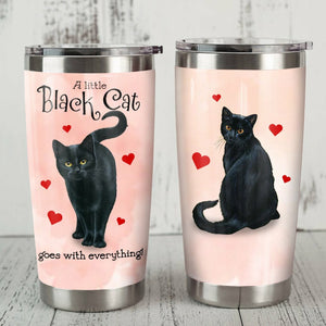 Tumbler Black Cat Steel Custom Personalized Stainless Steel Tumbler Customize Name, Text, Number Mr1702 68O59 - Love Mine Gifts